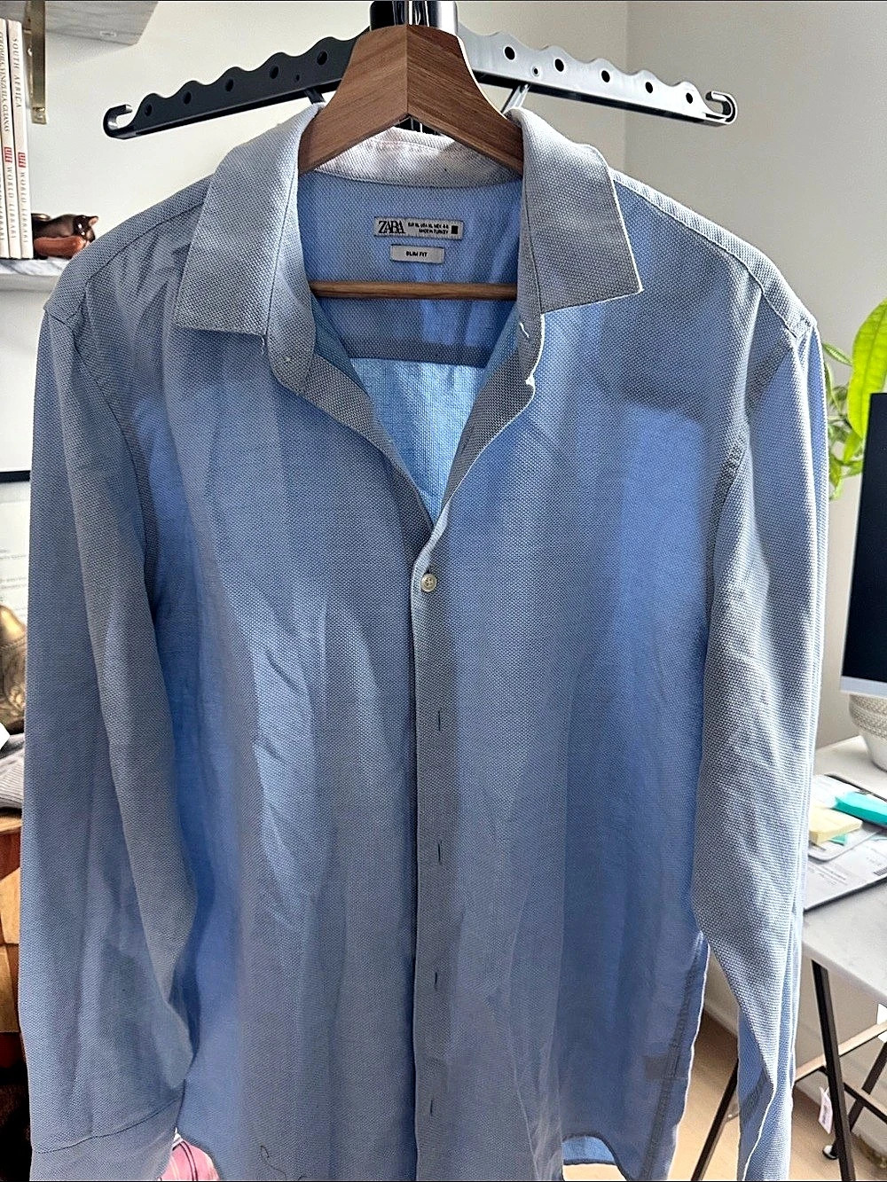 Zara Men's Blue Slim Fit Shirt Size XL Like New